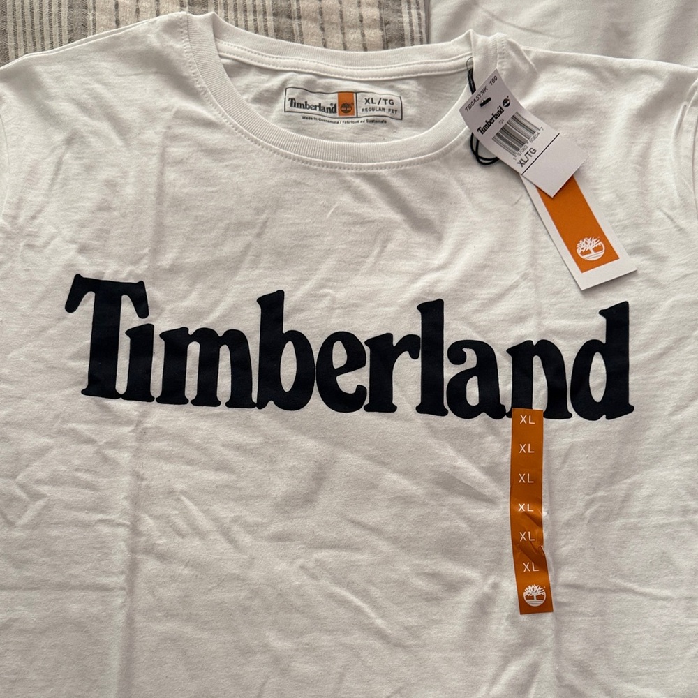 Timberland White Tee with Black Logo